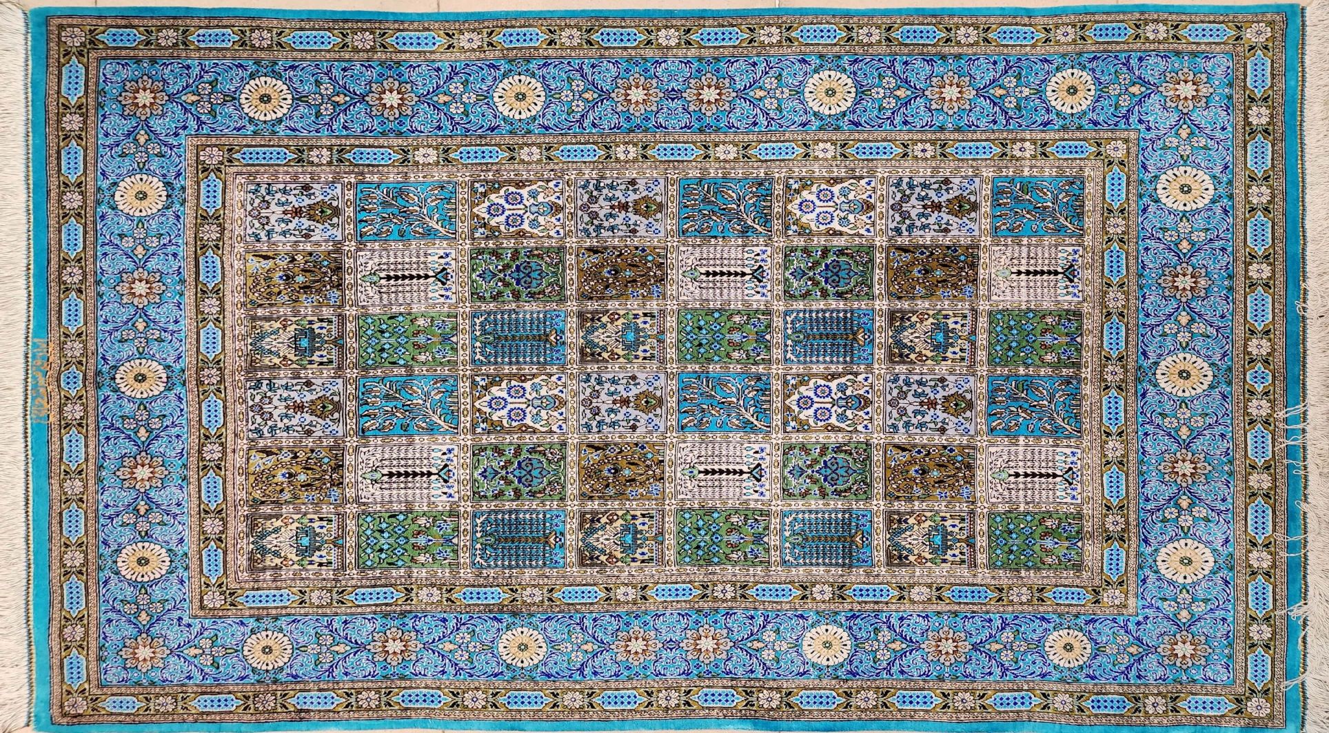 Handmade persian carpet Qom silk 1235